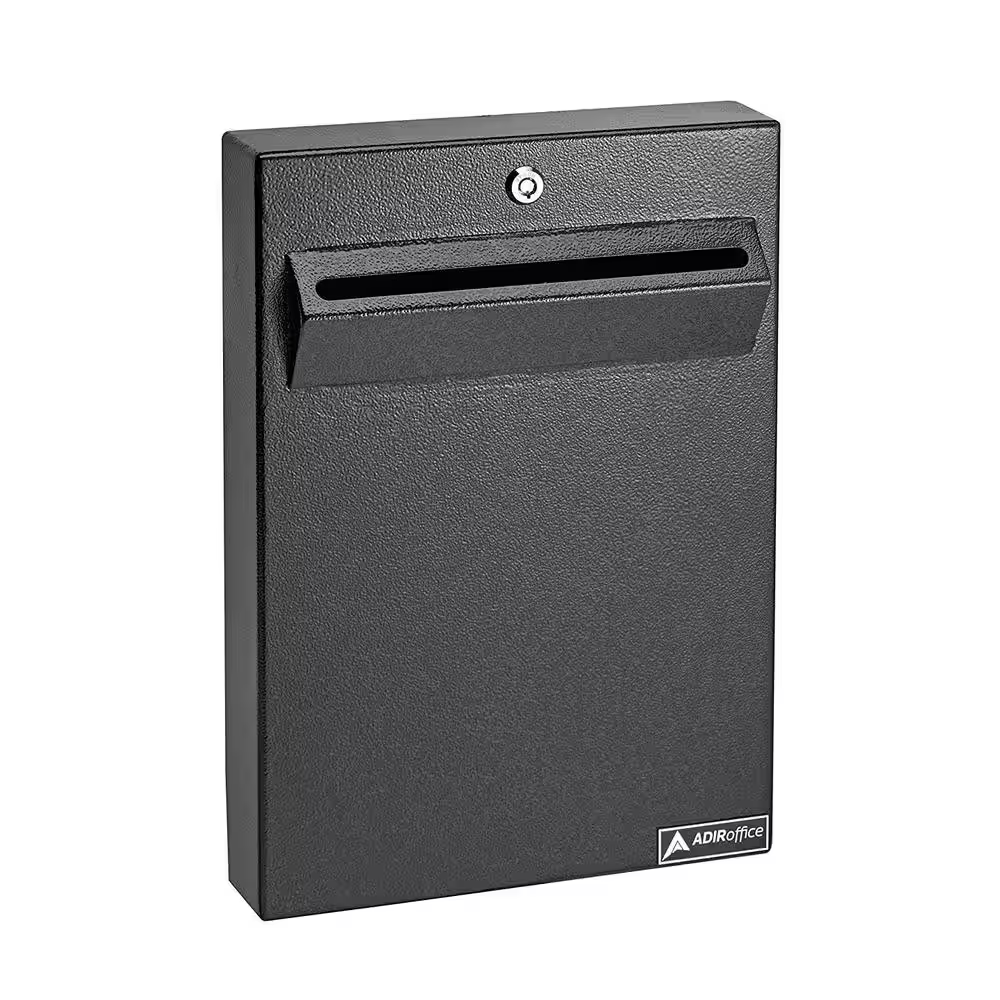 Black Large Wall Mounted Weatherproof Steel Mail Drop Box