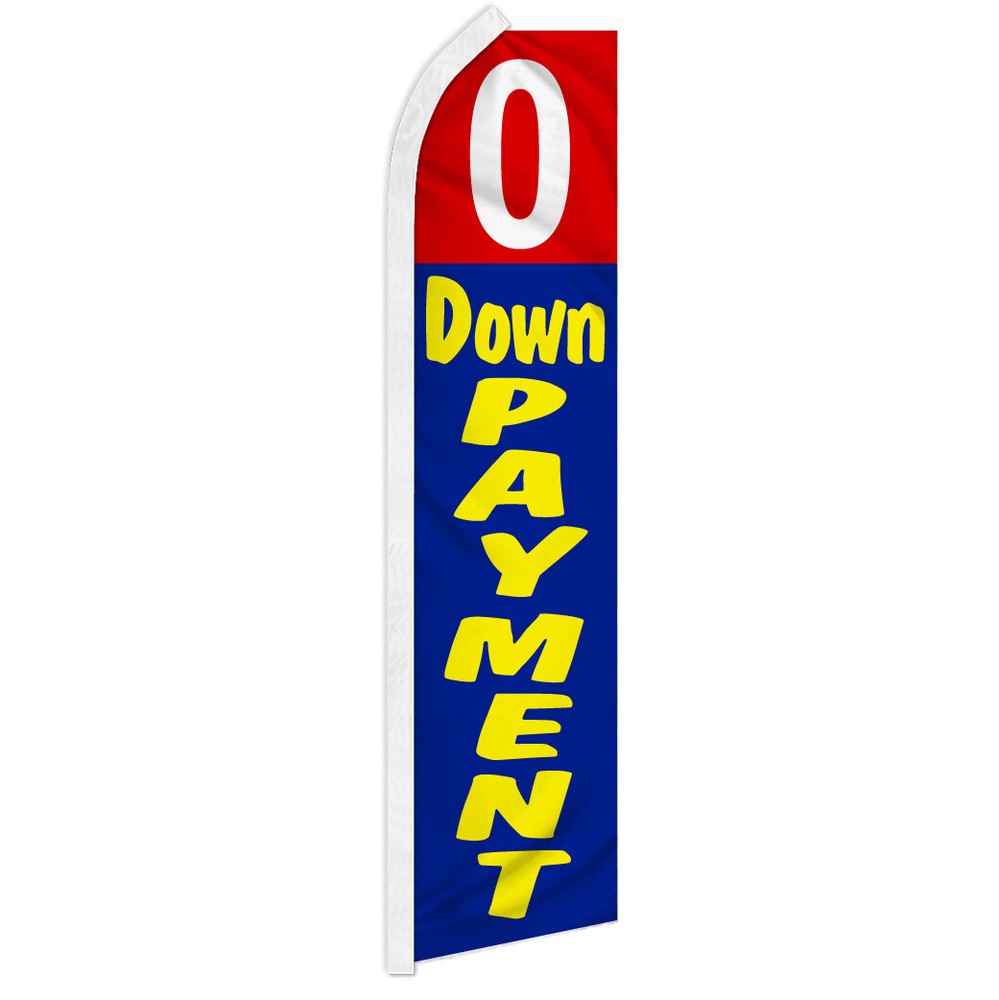 0 Down Swooper Feather Flutter Flag Financing in Red and Blue