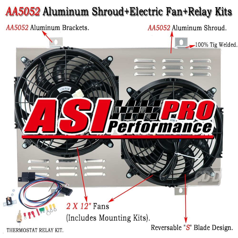 RADIATOR SHROUD FAN+RELAY FIT 79-93 FORD MUSTANG GT/LX LINCOLN MARK VII 5.0L V8.
