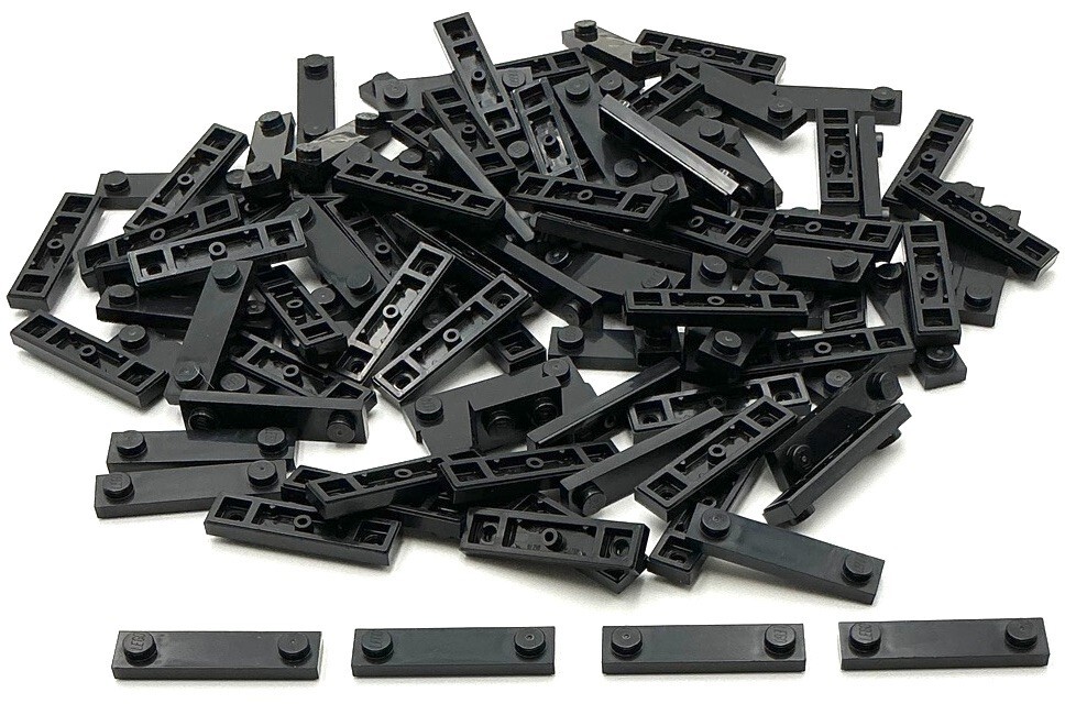 Lego 100 New Black Plates Modified 1 x 4 2 Studs Parts