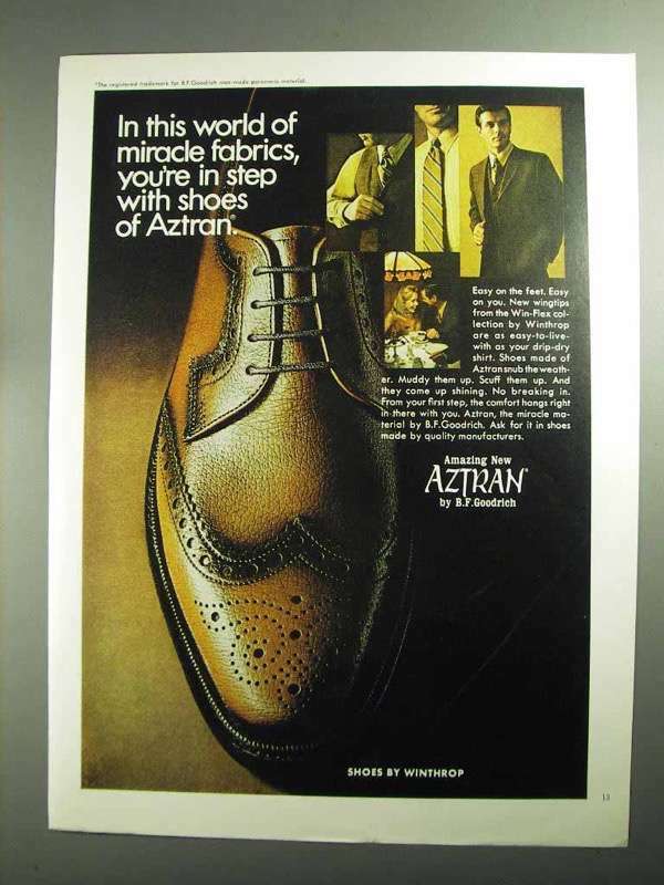 1968 B.F. Goodrich Aztran Shoes Ad - Miracle Fabrics