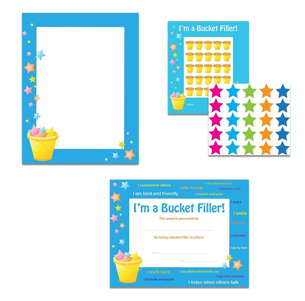 Bucket Filler Classroom Set with Student Certificates, Border Paper & More  