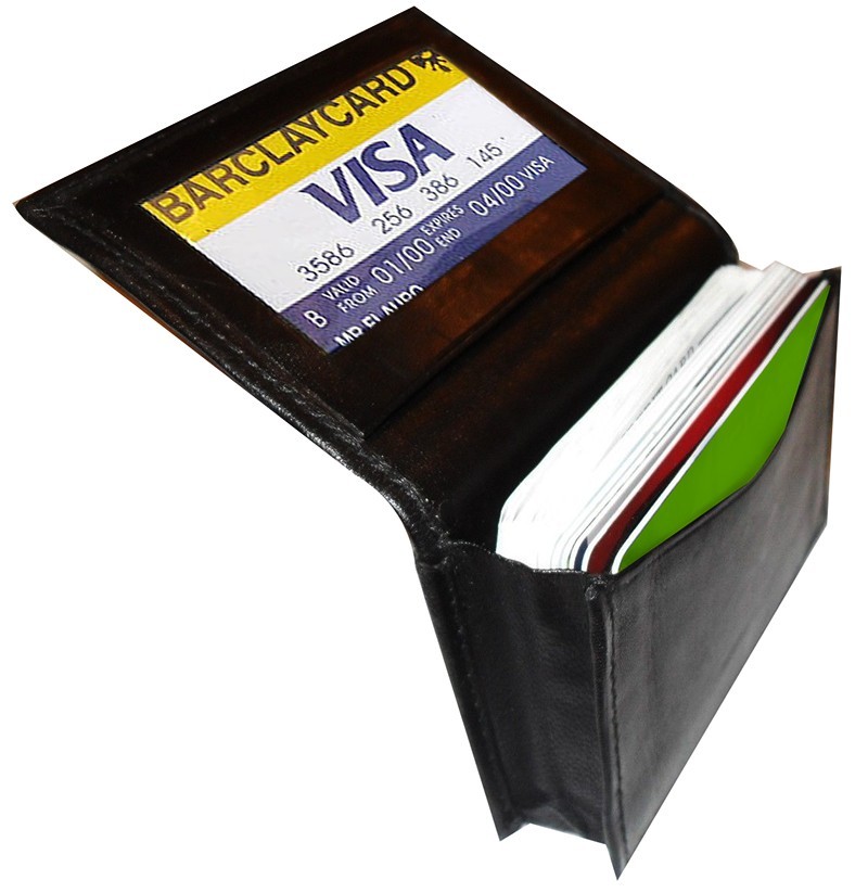 BLACK GENUINE LEATHER MENS BIFOLD WALLET 20 Card Holder N New