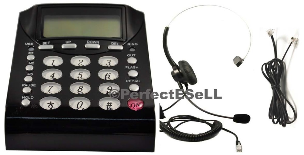 Headset + Telephone Phone with Tone Dial Key Pad for Work From Home Office New-image