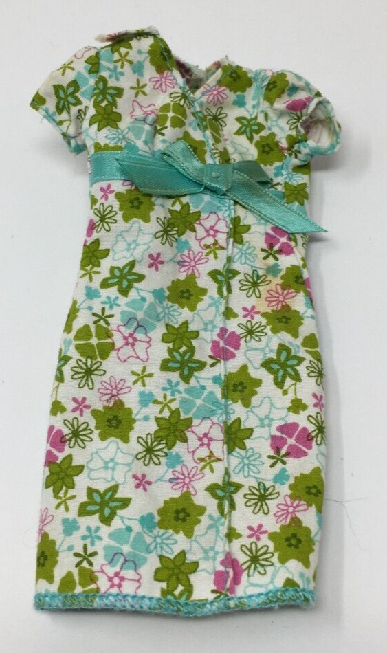 Green Floral Bow Dress for Barbie 2006 Art Teacher Fashion Doll Outfit-image