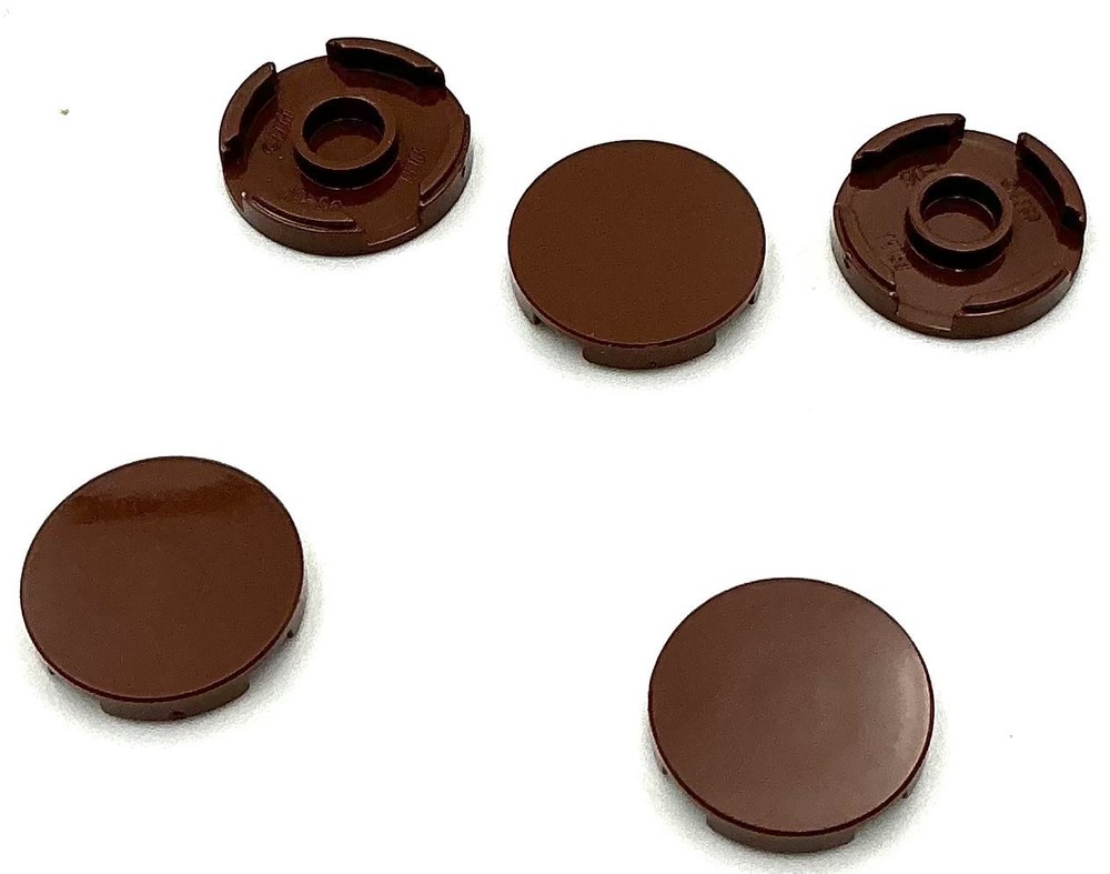 Lego 5 New Reddish Brown Tiles Flat Smooth Round 2 x 2 with Bottom Stud Holders