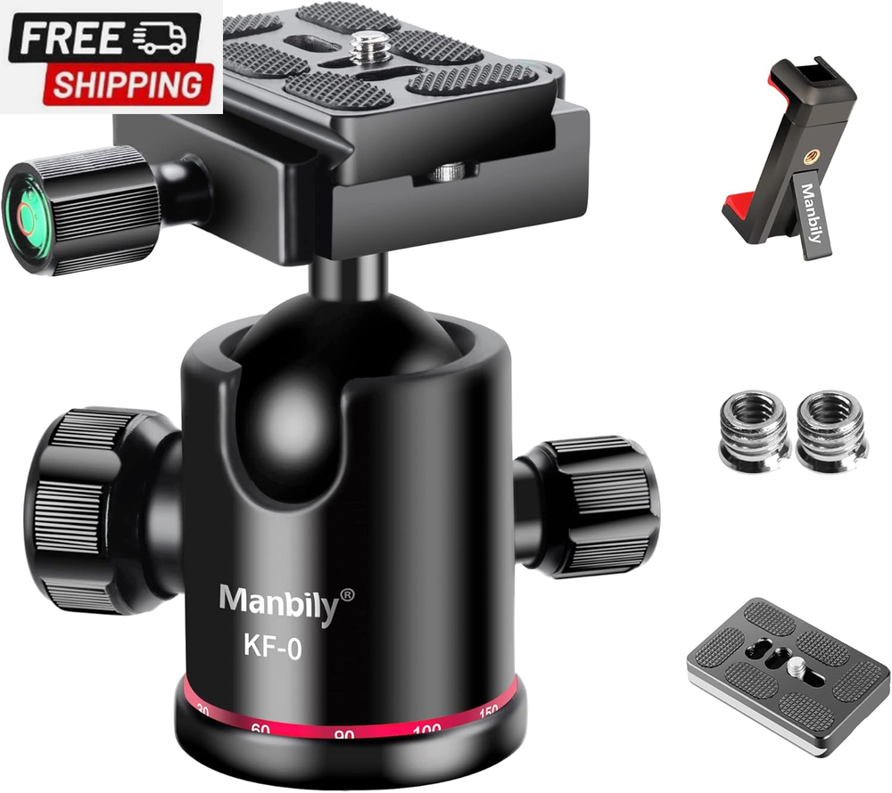 Ball Head  Tripod Head Metal Aluminum Body 360° Panoramic Monopod Head with Extr