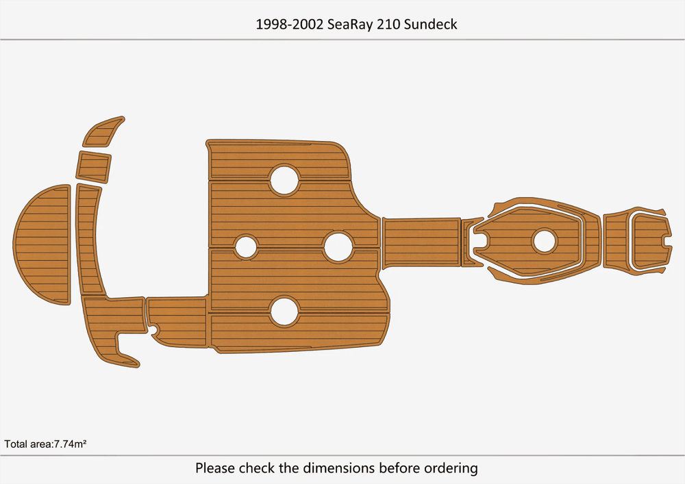 2000 Sea Ray 210 Sundeck Cockpit Swim Platform Boat EVA Pad Teak Deck Floor Mat