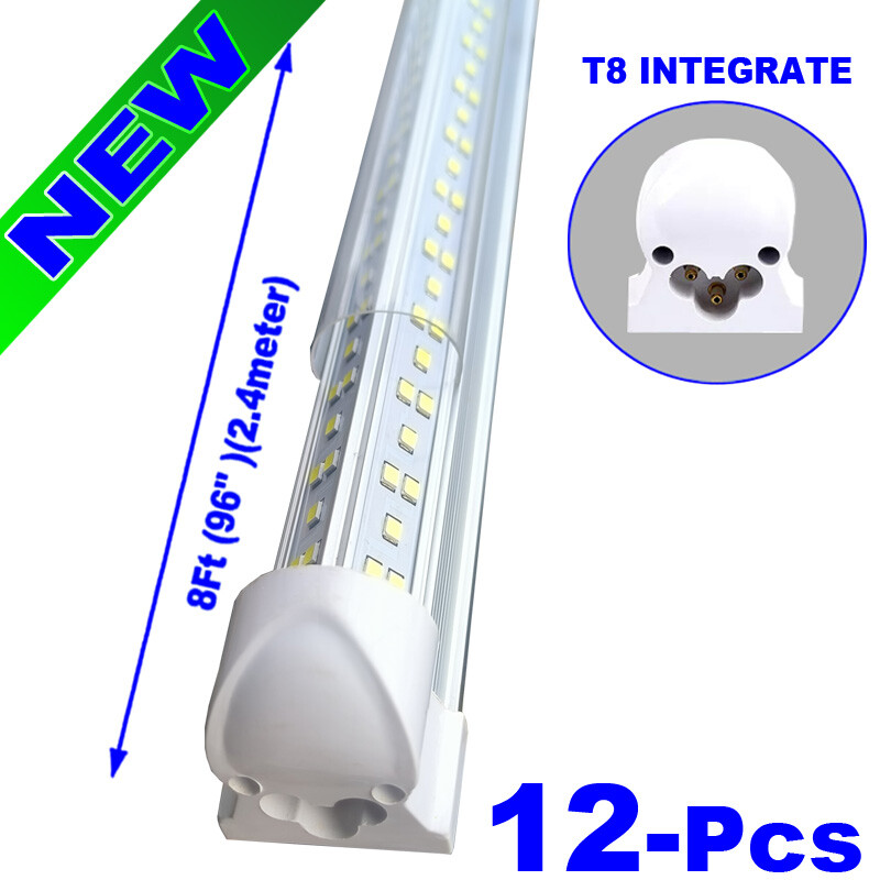 12 Pack LED Shop Light 8ft  144W Ceiling Fixture 6500K Super Bright White 18000l