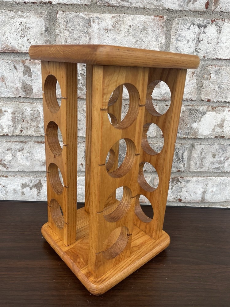 Wooden Rotating Spice Rack with 16 Holes for 11.5x6 Inch Jars Not Included