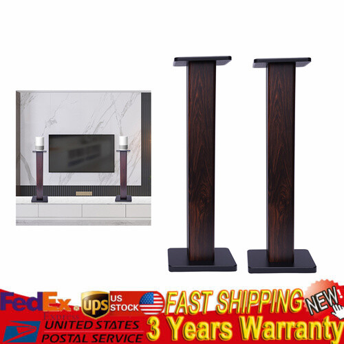 2x Walnut Wood Speaker Stands Home Theatre Bookshelf Surround Sound Support 90cm