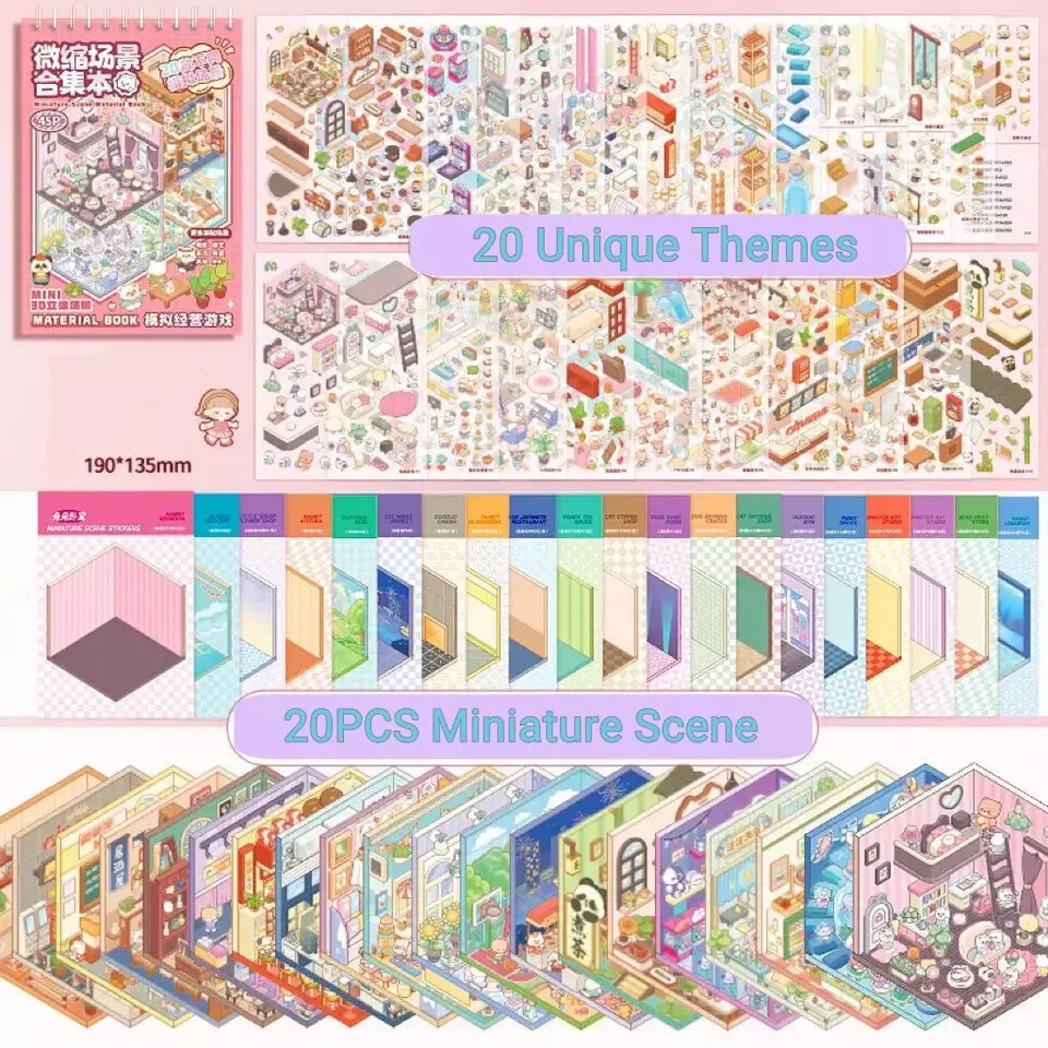 20 Mini 3D Scrapbook Stickers for DIY Crafts Unique Themed Decor Gifts
