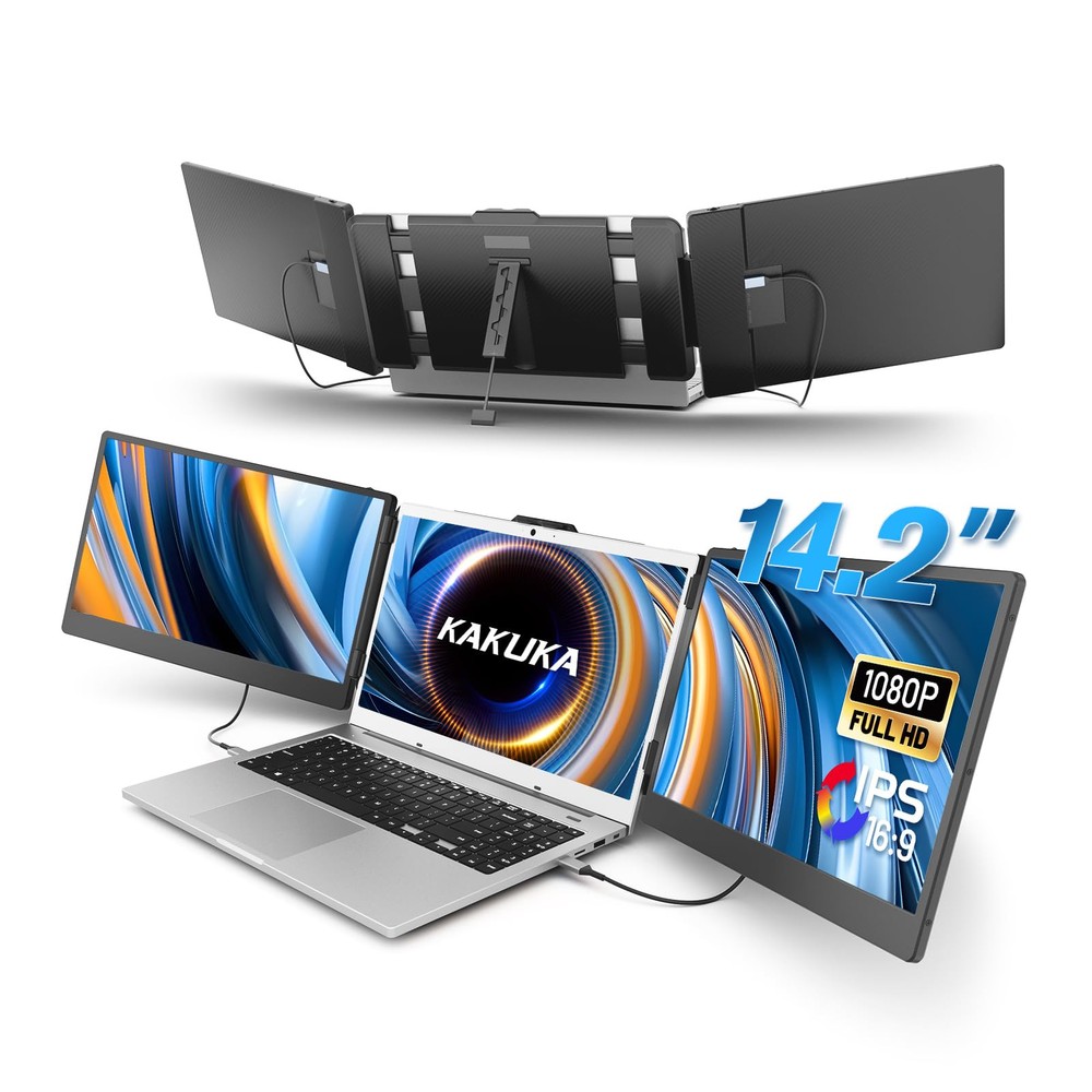 Laptop Screen Extender, 14.2” FHD 1080P IPS Portable Monitor for 13.3”-17” La...