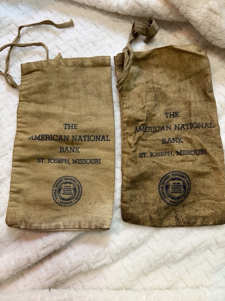 Vintage American National Bank Deposit Bags (Set of 2)