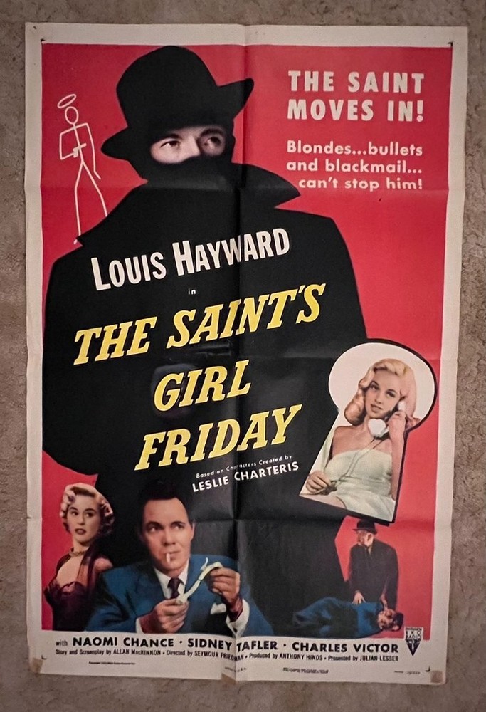 The Saint's Girl Friday 1953 Movie Poster 27x41 Louis Hayward Sydney Tafler