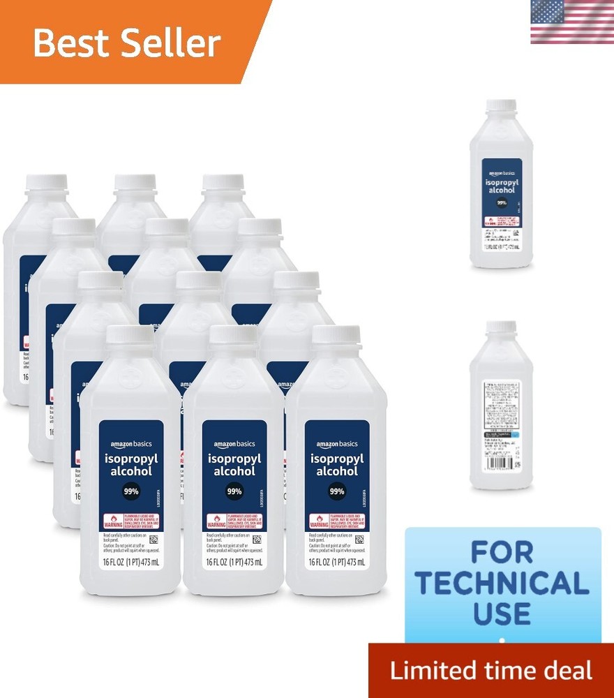Powerful 99% Isopropyl Alcohol for Technical Use - 12 Bottles, 6 Fl Oz Each