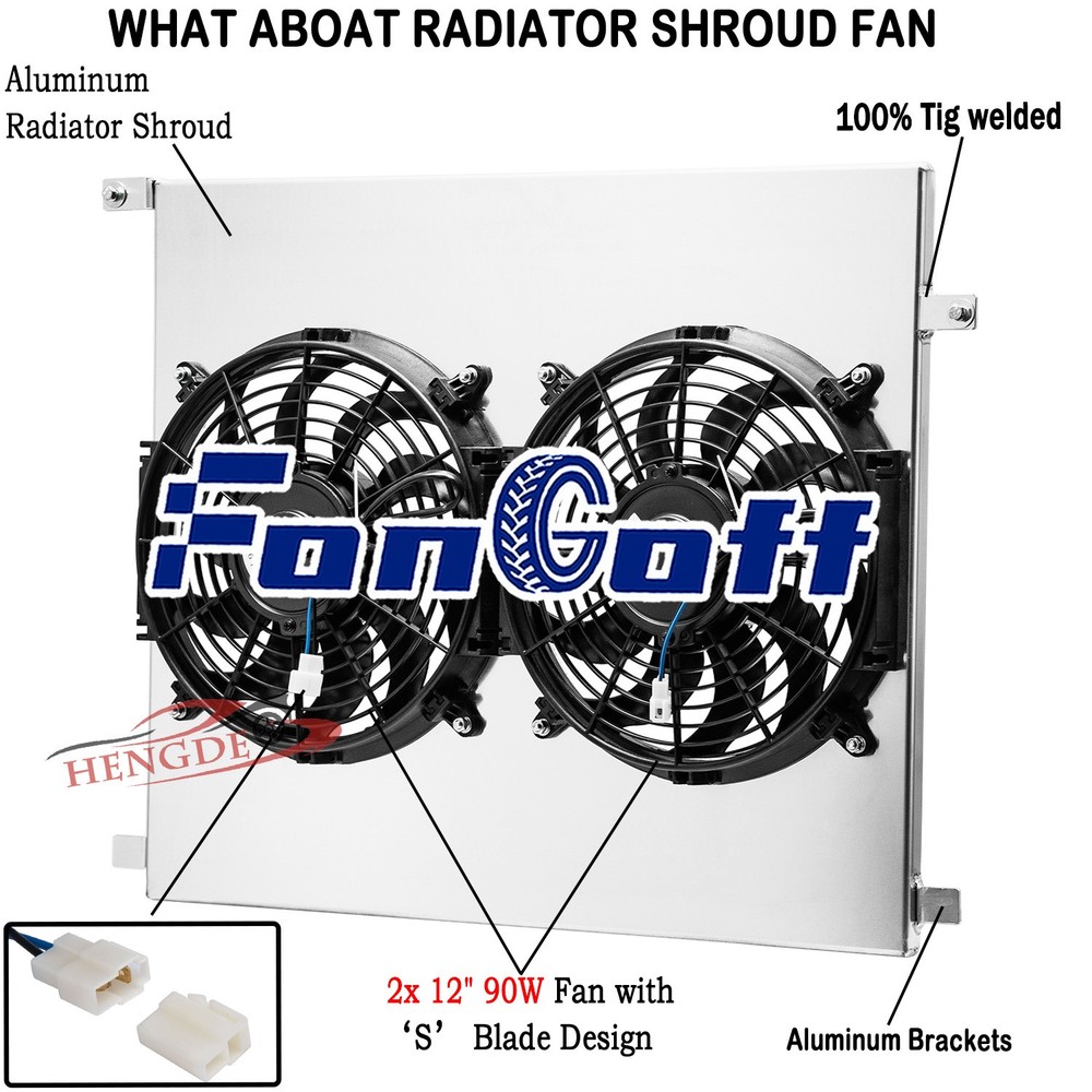 Aluminum Shroud + 2x 12'' Fan Fit 2005-2015 2014 Toyota Tacoma 2.7L l4 4.0L V6