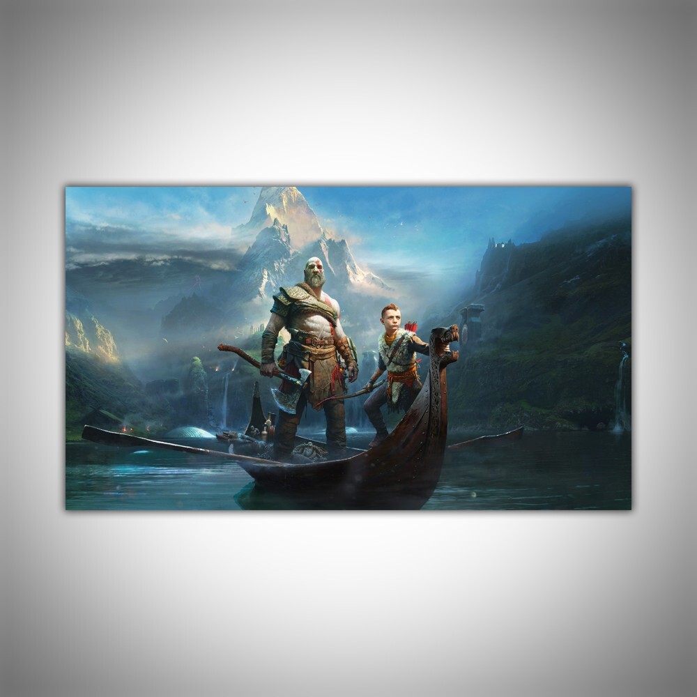 Kratos Inspired Art GOW Gaming Wall Art Gift Quality Print on Canvas