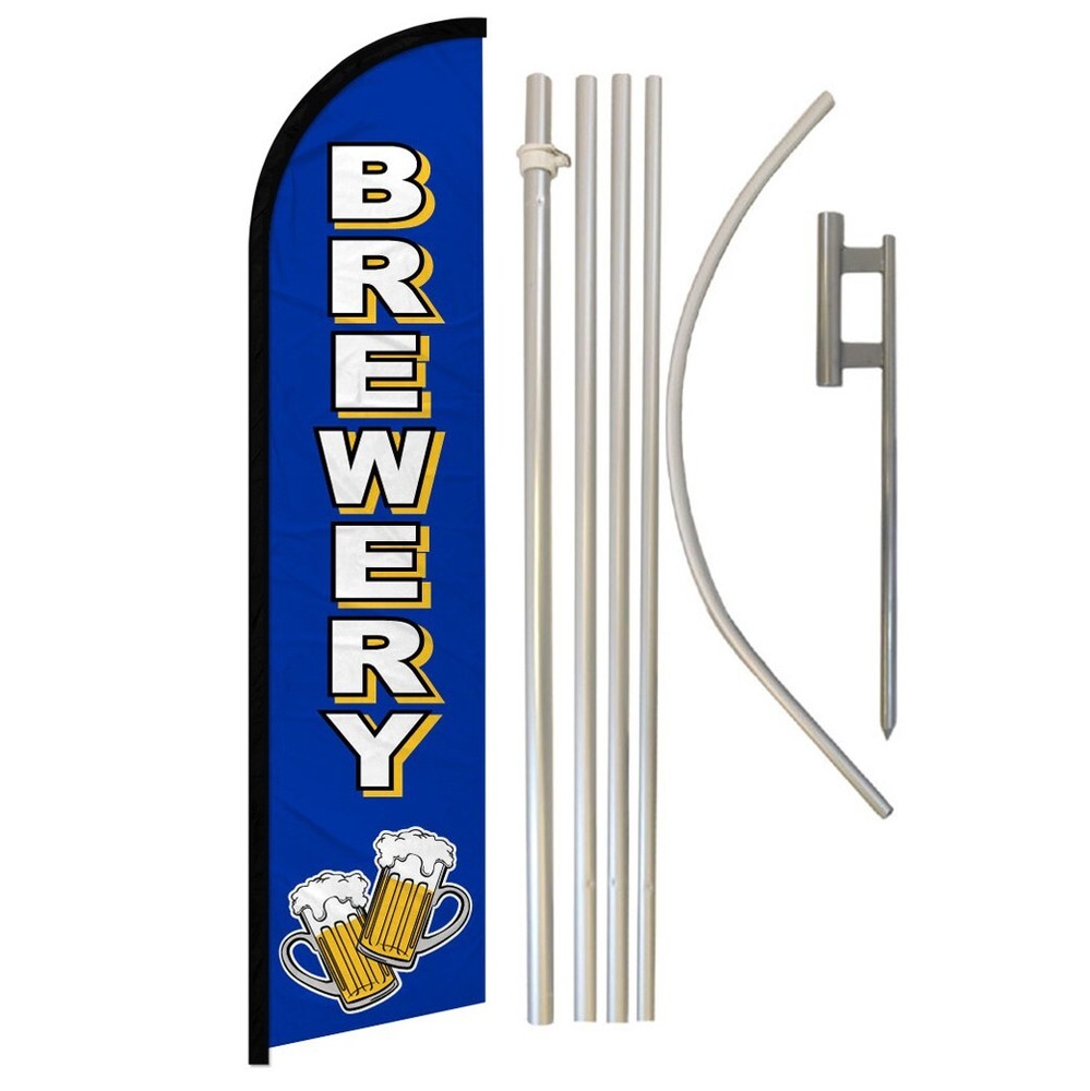 Brewery Full Curve Windless Swooper Flag Pole Kit for Bars and Beer Drinks