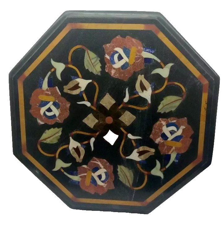 100% Genuine Stone I Floral Design Inlaid Table Top With Semi Precious Stone