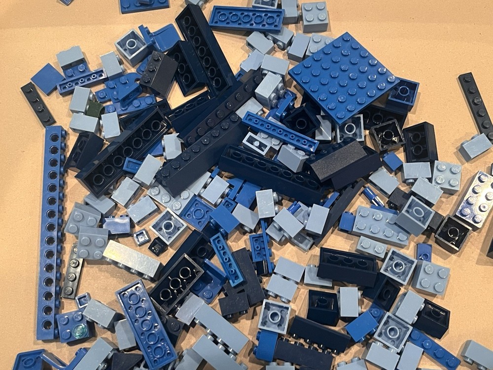 Assorted Cleaned Blue LEGO Bricks in Various Shades and Styles