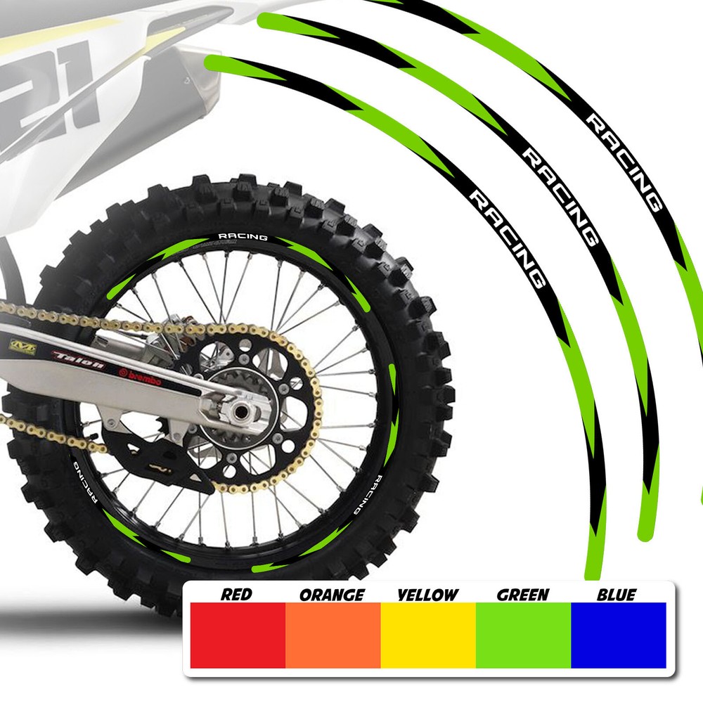 Green 21-inch 18D Dirt Bike Rim Stickers for Kawasaki KLX 300 2021-2023 Models-image