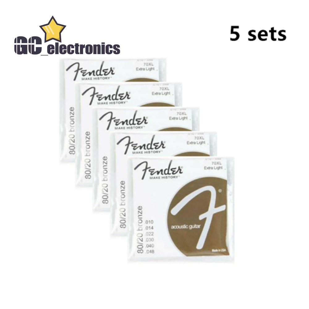 5 sets 70XL 80/20 Bronze Extra Light Acoustic Guitar Strings (10-48)
