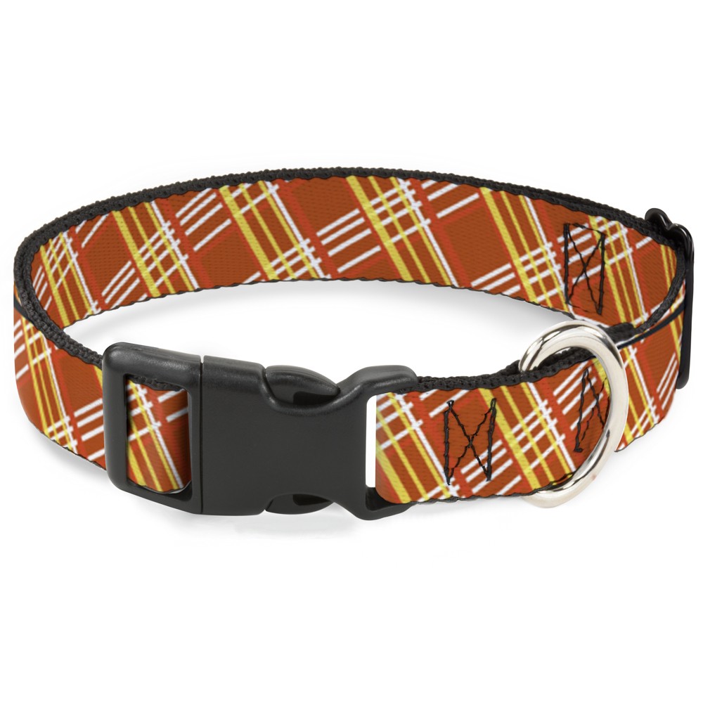 Plastic Clip Collar Plaid X4 Oranges/White Small 9.5-13