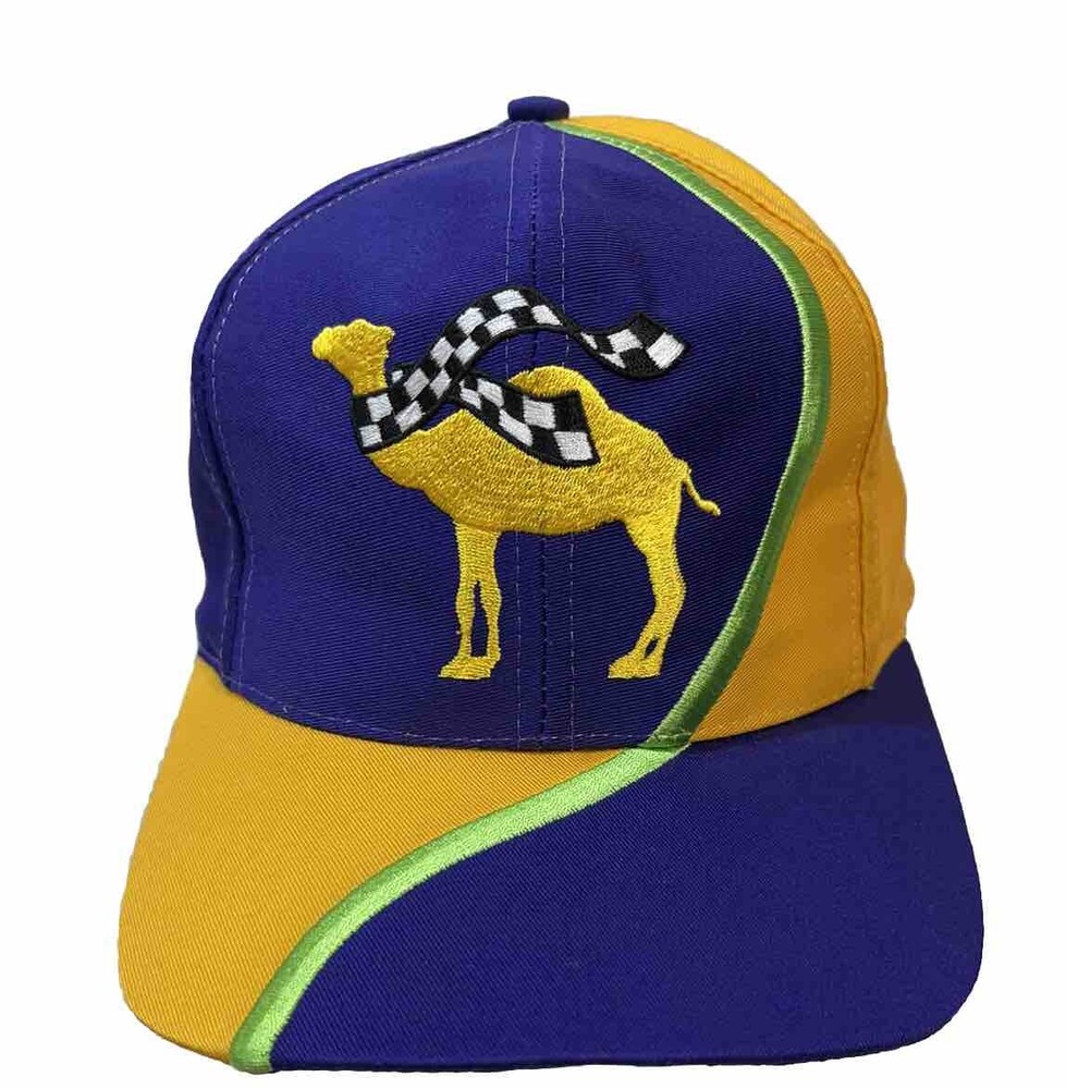 Vintage Camel Racing Hat Vintage Purple, Yellow, and Green NOS Chase Race Wear