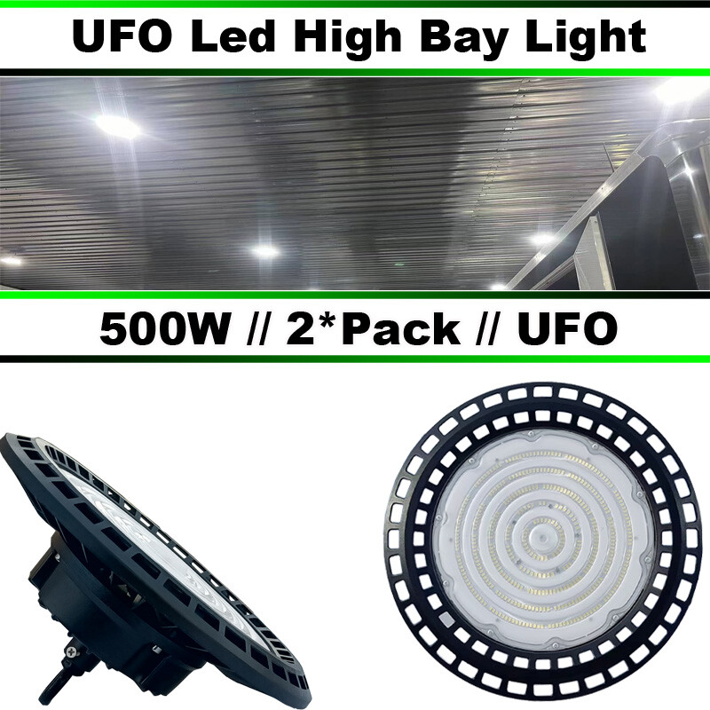 500 watt ufo lights 2-PACK Factory Warehouse Commercial Light Fixtures 6500K