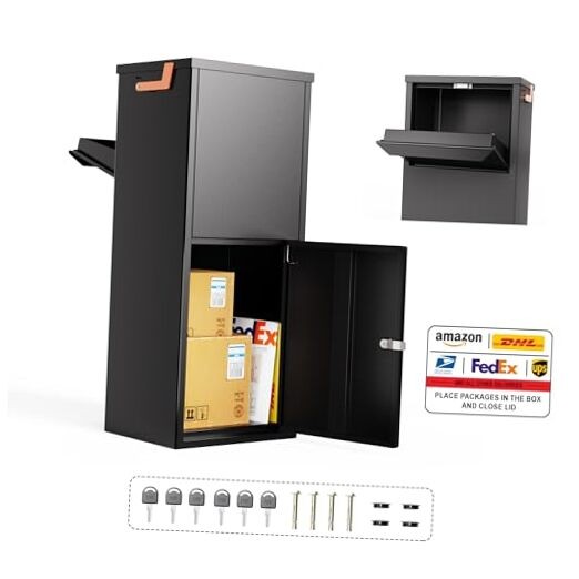 Outdoor Parcel Drop Box - 15.24x11.42x35.47in X-Large Cold-Rolled Steel