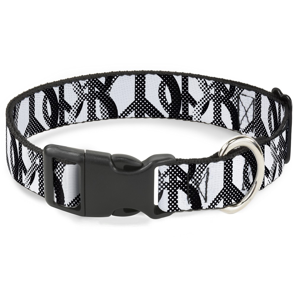 Plastic Clip Collar Peace Dots White/Black Medium 11-16.5