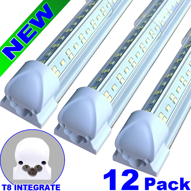8ft Integrated LED Tube Light Bulbs 144W 6500K LED Shop Light Fixture 12 PACK