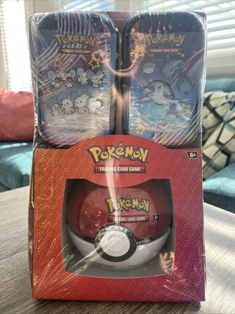 Pokemon TCG Paldean Fates 2 Mini Tins And Pokeball Box Factory Sealed