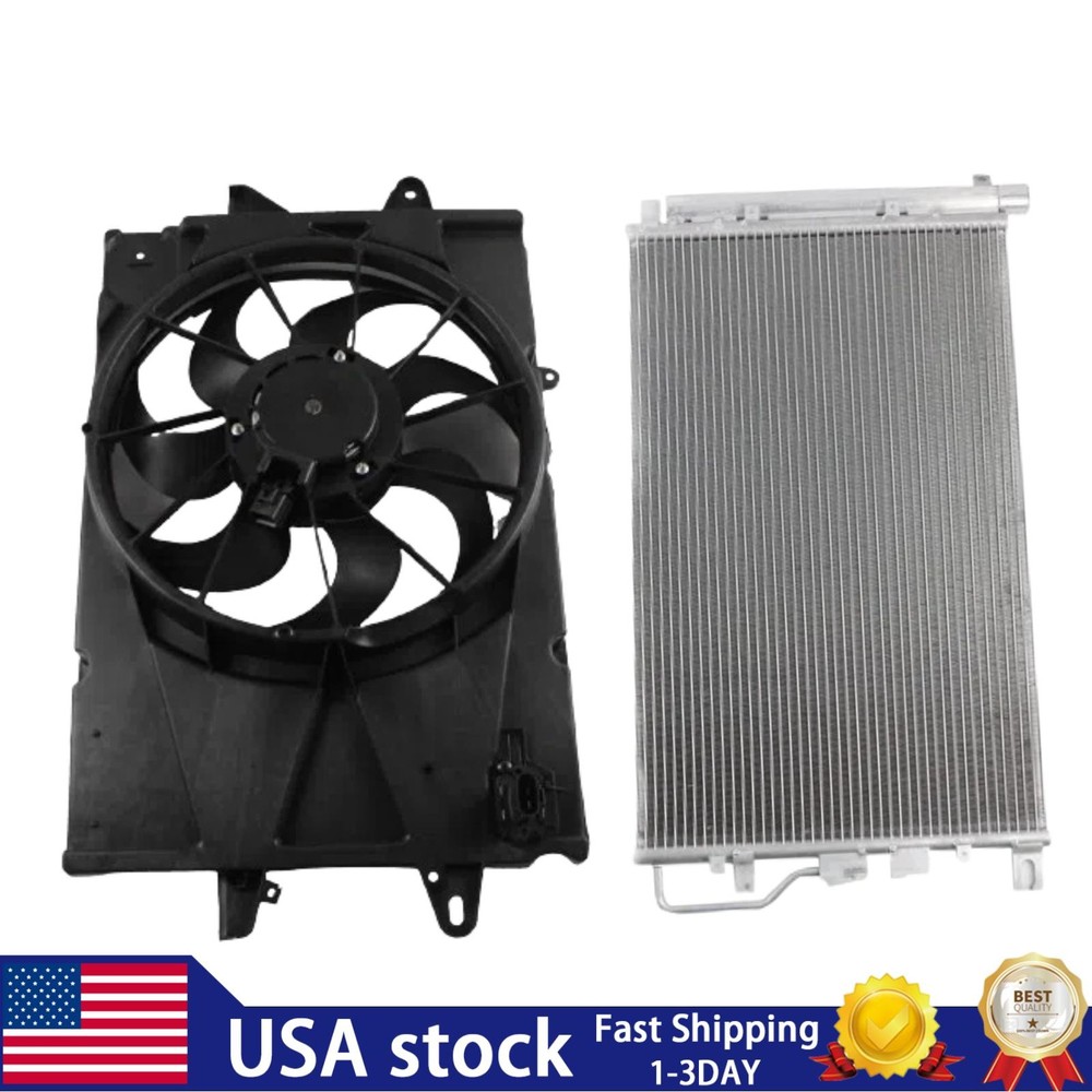 A/C Condenser And Radiator Cooling Fan Assembly For 2010-2016 GMC Terrain 2.4L