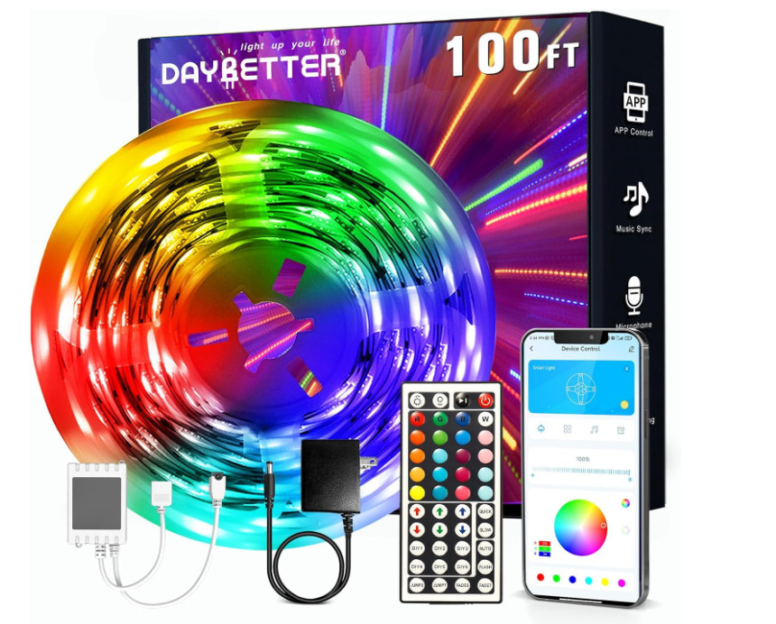 100Ft LED Strip Lights, Smart Light with App Remote Control, RGB LED Lights for