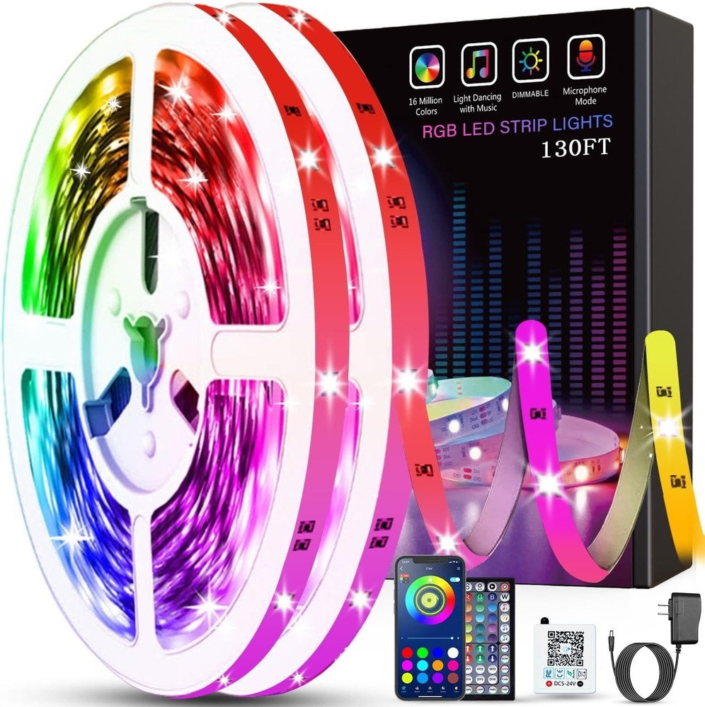 130FT Tenmiro Multicolor LED Strip Lights for Bedroom Decor