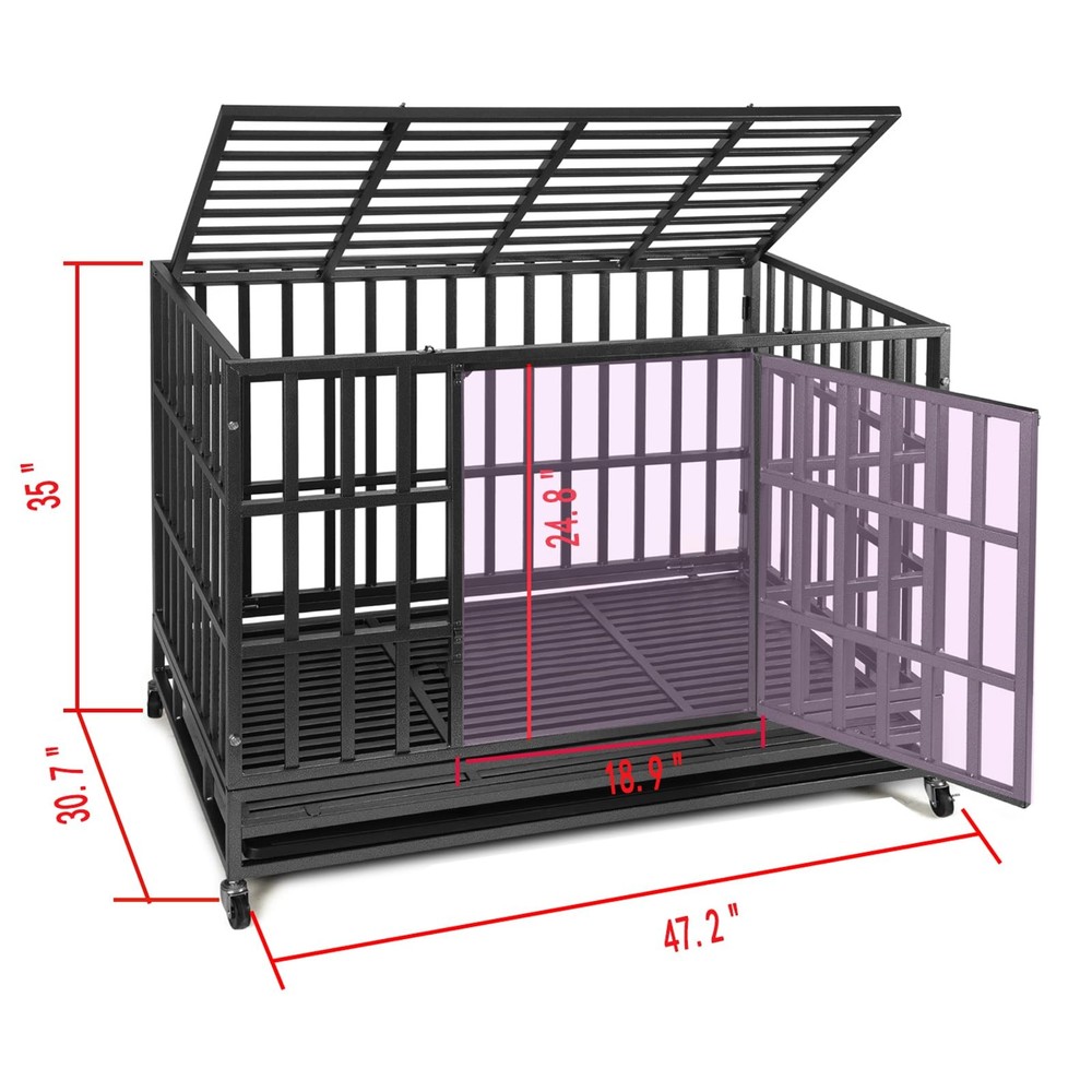 Picture of Heavy Duty Dog Crate with Metal Frame and Double Doors for Large Breeds
