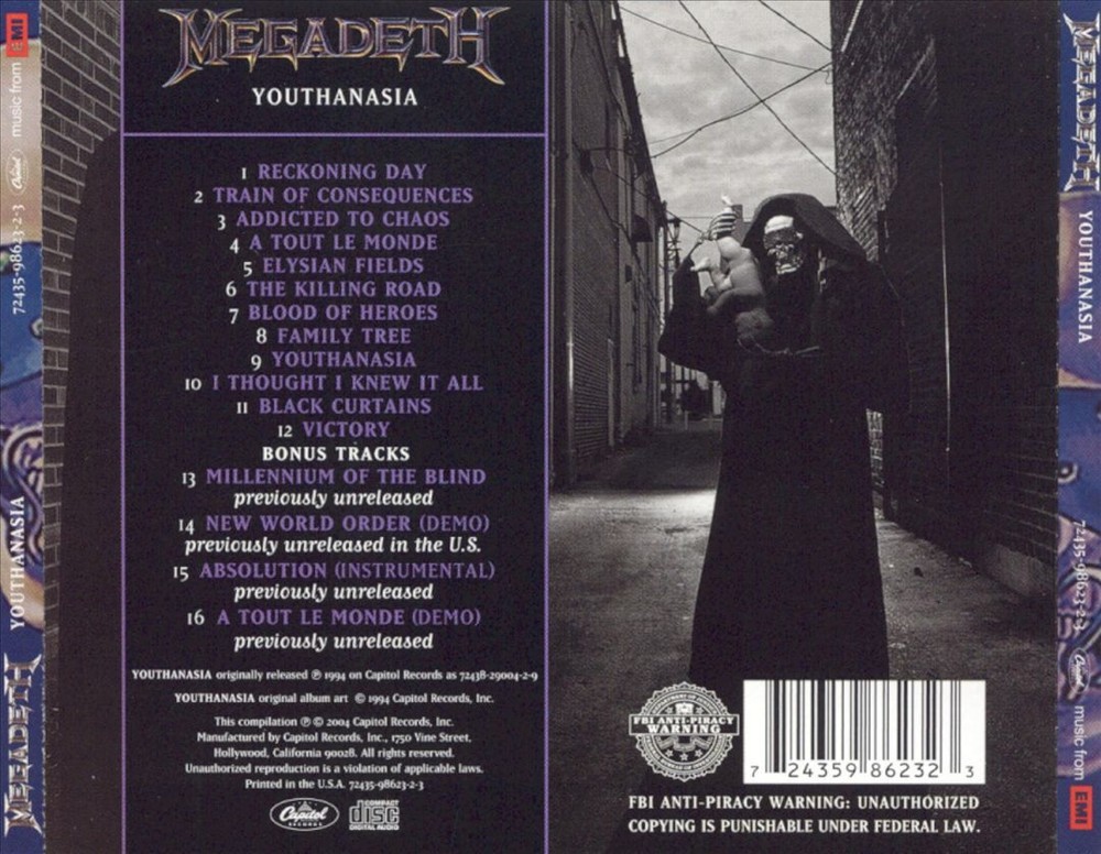 MEGADETH YOUTHANASIA [BONUS TRACKS] NEW CD