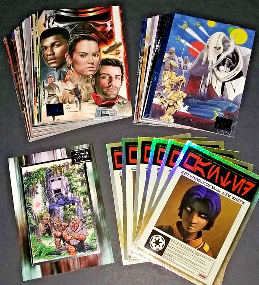 2018 Star Wars Galaxy Lot - Green + Blue + Wanted Posters Insert Set + Patch