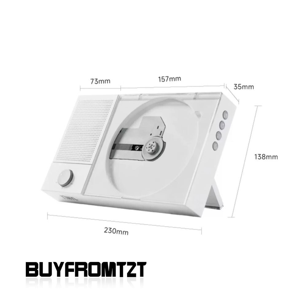 White TINYL SPLIT HiFi Magnetic Retro CD Player 5W Bluetooth Speaker Type-C