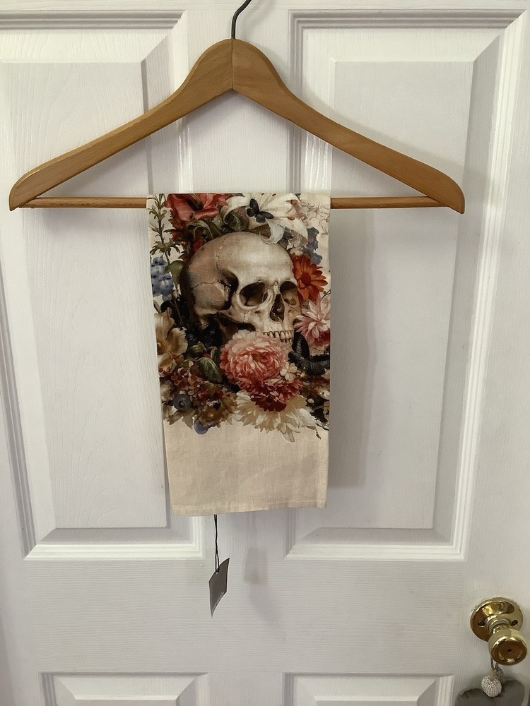 Anthropologie/Terrain Skeleton Floral Linen Dish Towel, NWT