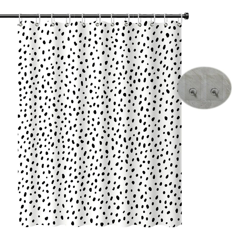 HULEBIN Black Polka dot Shower Curtain Fabric for Bathroom Small Cute Trendy ...