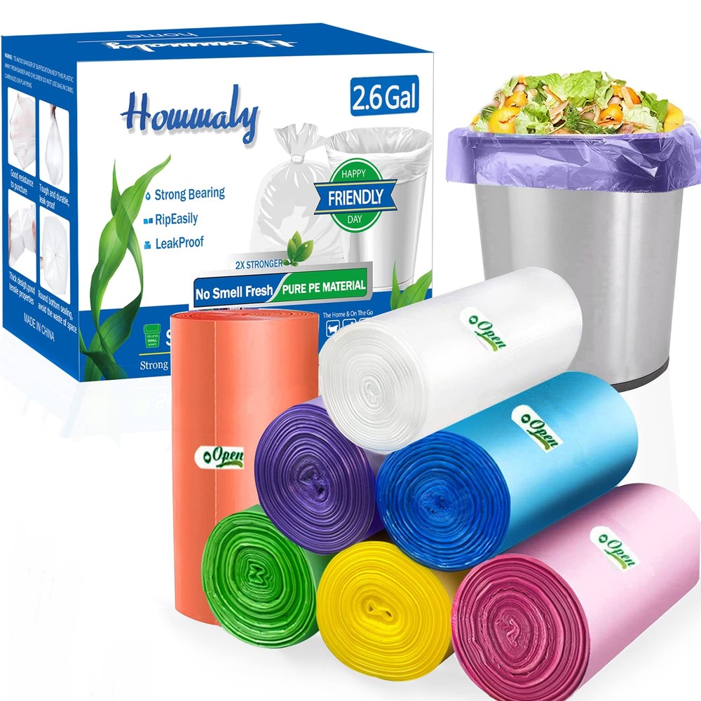 2.6 Gallon 350pcs Multicolr small Trash Bags Strong Garbage Bags, Bathroom mi...