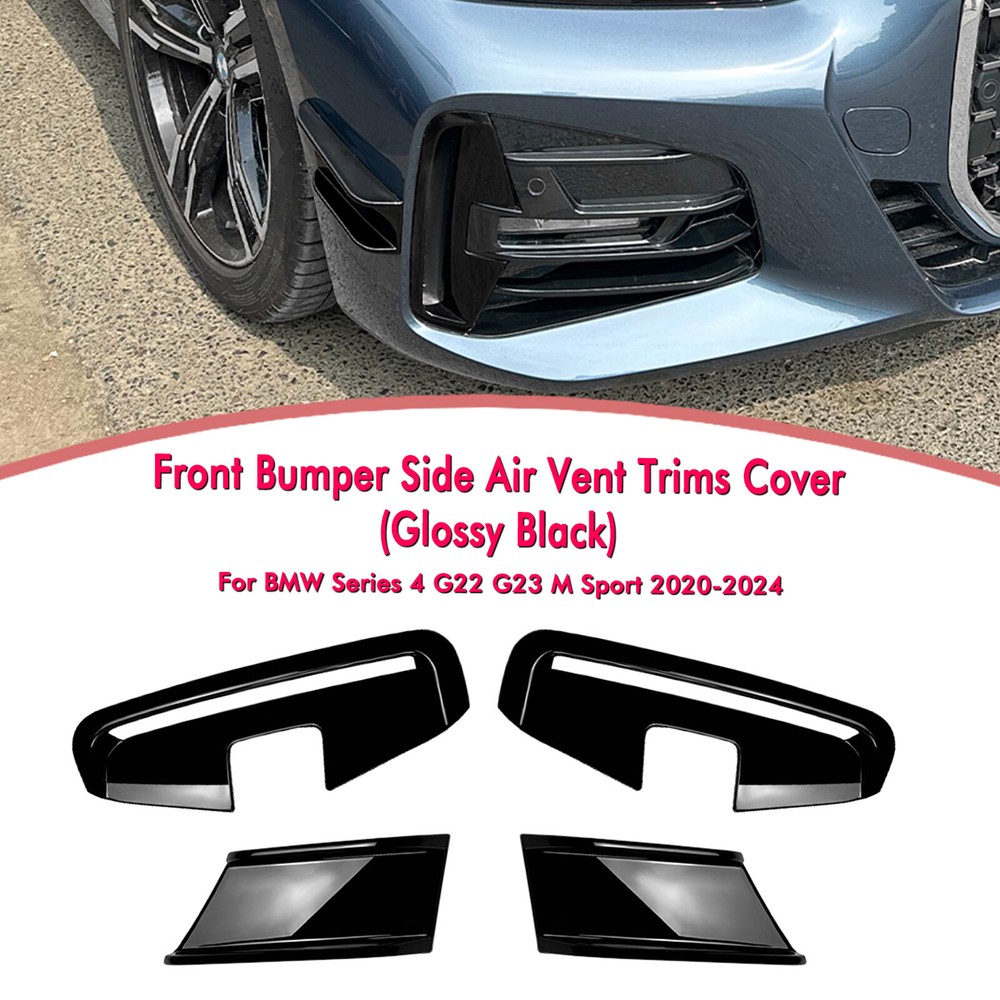 Gloss Black Front Side Air Vent Trims Cover For BMW G22 G23 M Sport 2020-2024 21