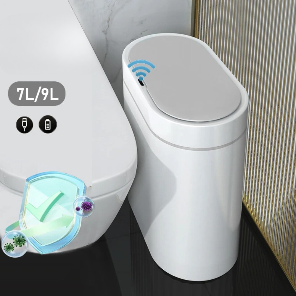 Smart Trash Can Narrow 7/9L Waterpoof Bathroom Toilet Garbage Bin Kitchen