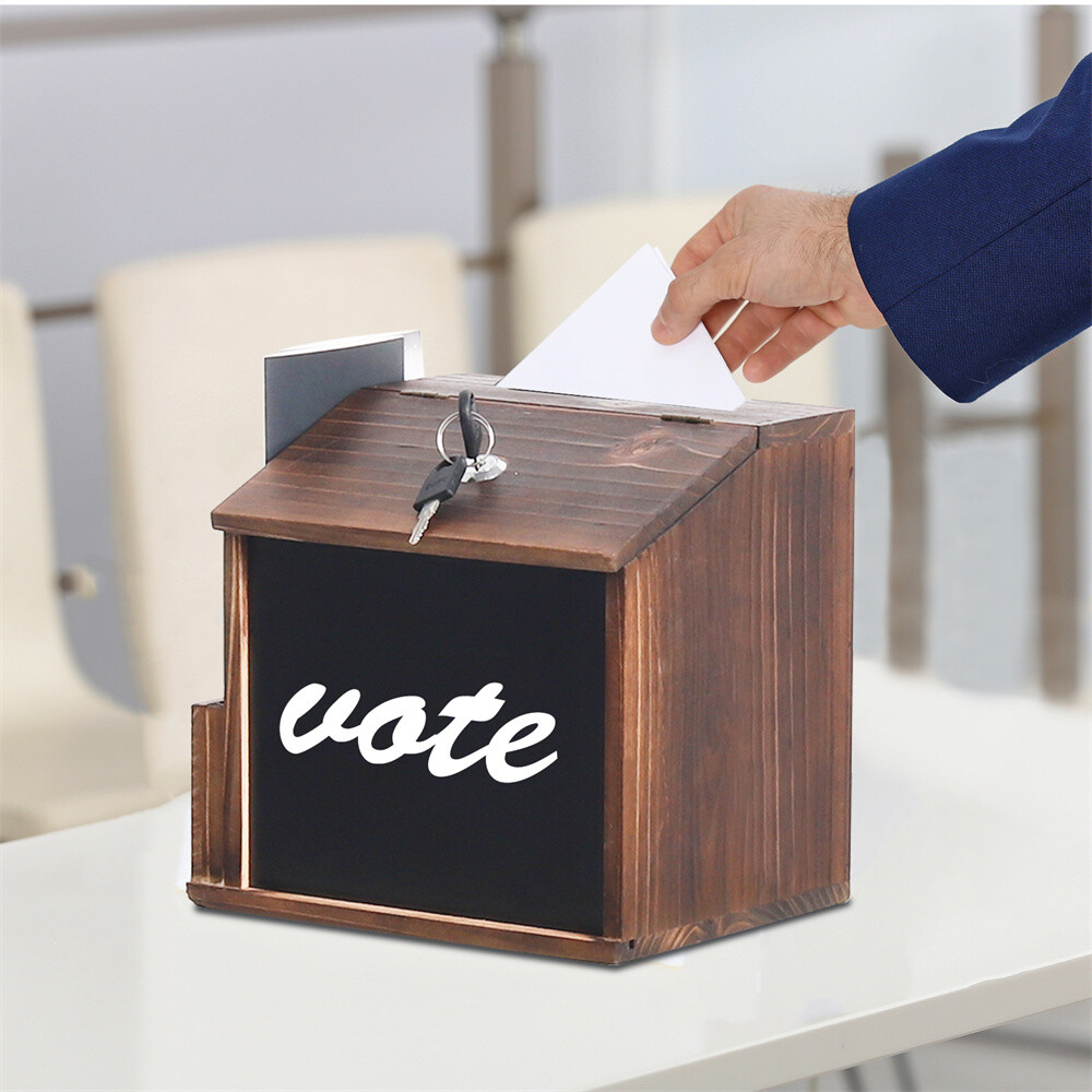Wood Suggestion Box with Lock Wall Mounted Ballot Box Donation Box Key Drop Box