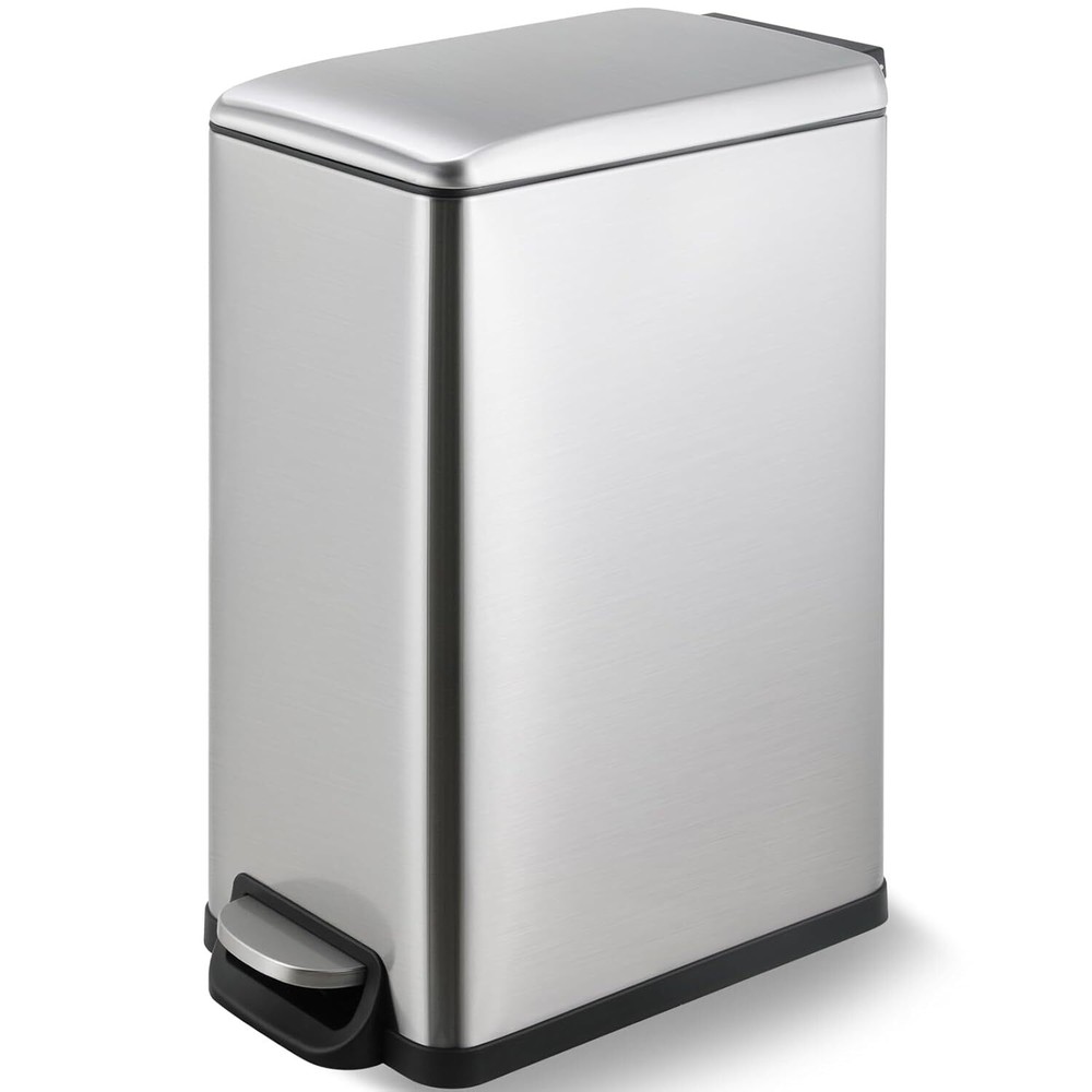 13.2 Gallon Trash Can Stainless Steel Step On Kitchen Trash Can W/ Inner Bucket
