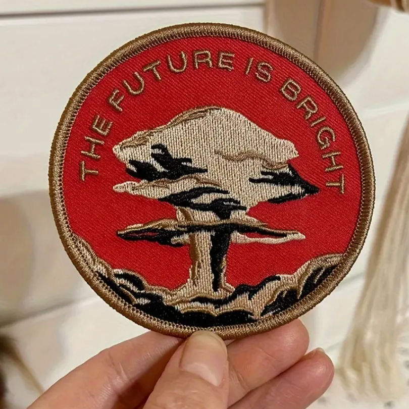 THE FUTURE IS BRIGHT - NUCLEAR BOMB EXPLOSION - Embroidered Iron-On Patch