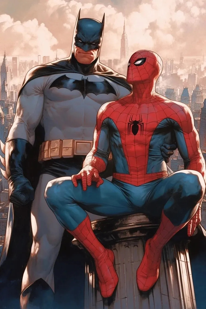 BATMAN & SPIDER-MAN Fine Art Print 13x19 Limited Edition 1 of 30 Marvel vs DC